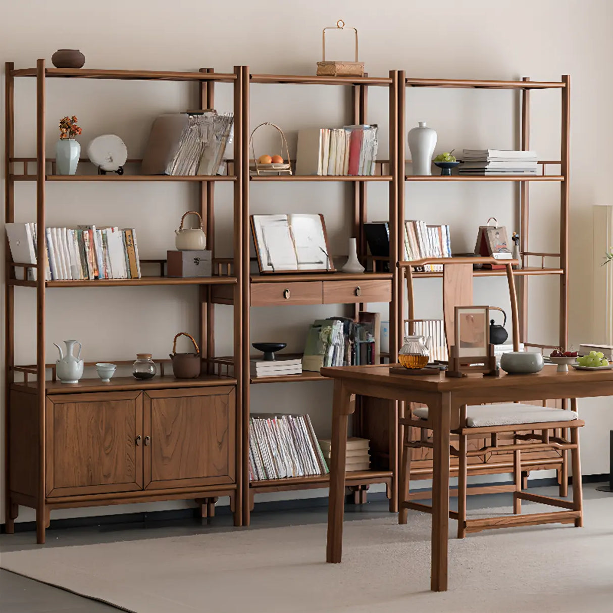 Brown Rustic Stand Natural Wood Display Bookshelf Image - 5