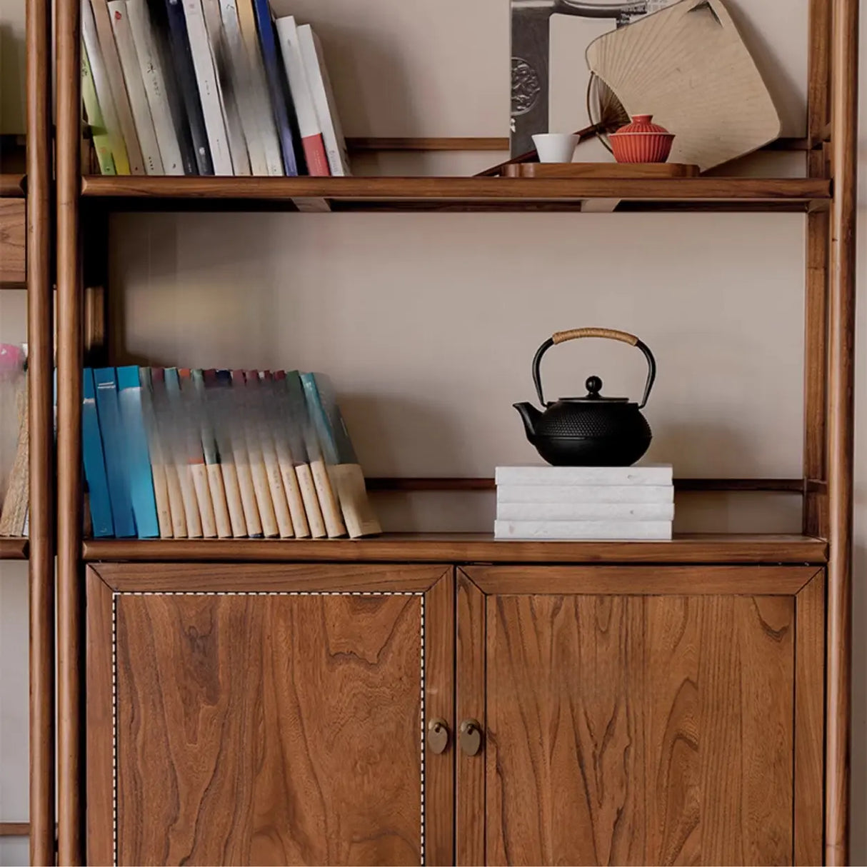 Brown Rustic Stand Natural Wood Display Bookshelf Image - 9