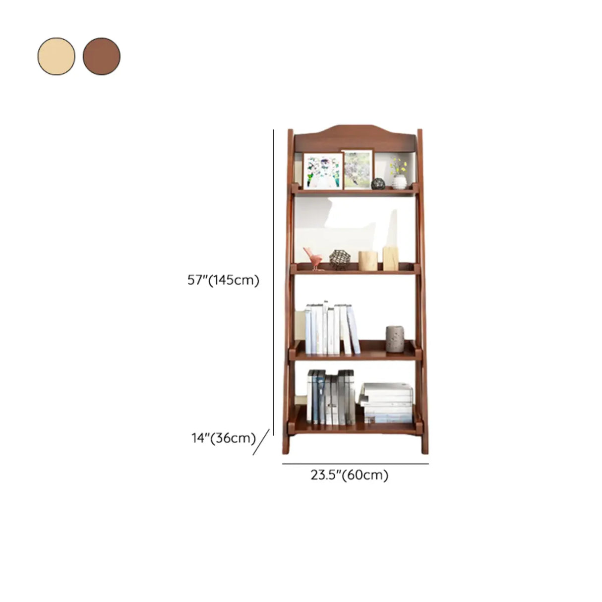 Brown Rustic Vertical Ladder Wood Display Bookshelf Image - 13