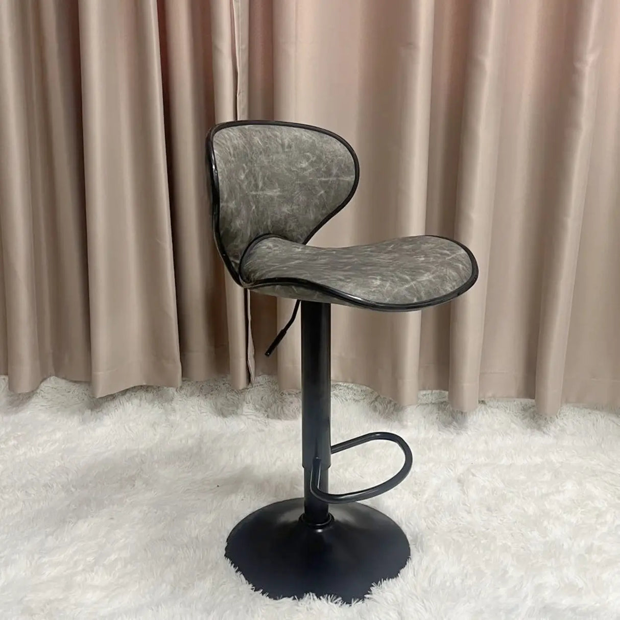 Brown Saddle Fabric Adjustable Swivel Bar Stool 32 Inch Image - 5