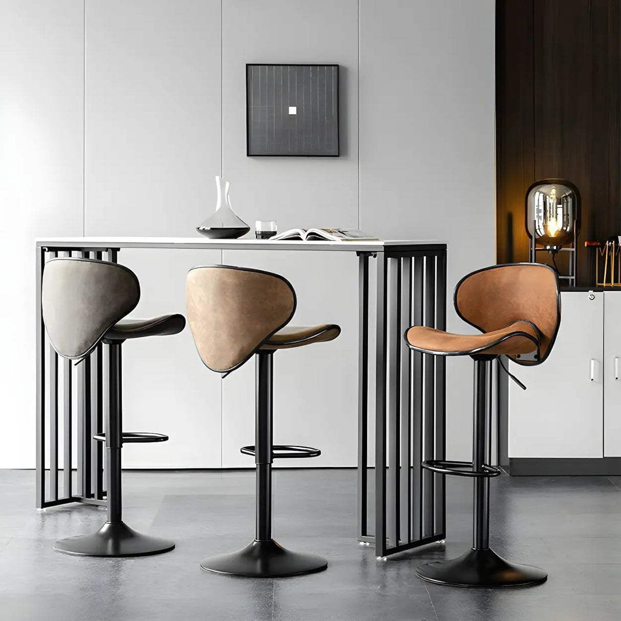 Brown Saddle Fabric Adjustable Swivel Bar Stool 32 Inch Image - 7