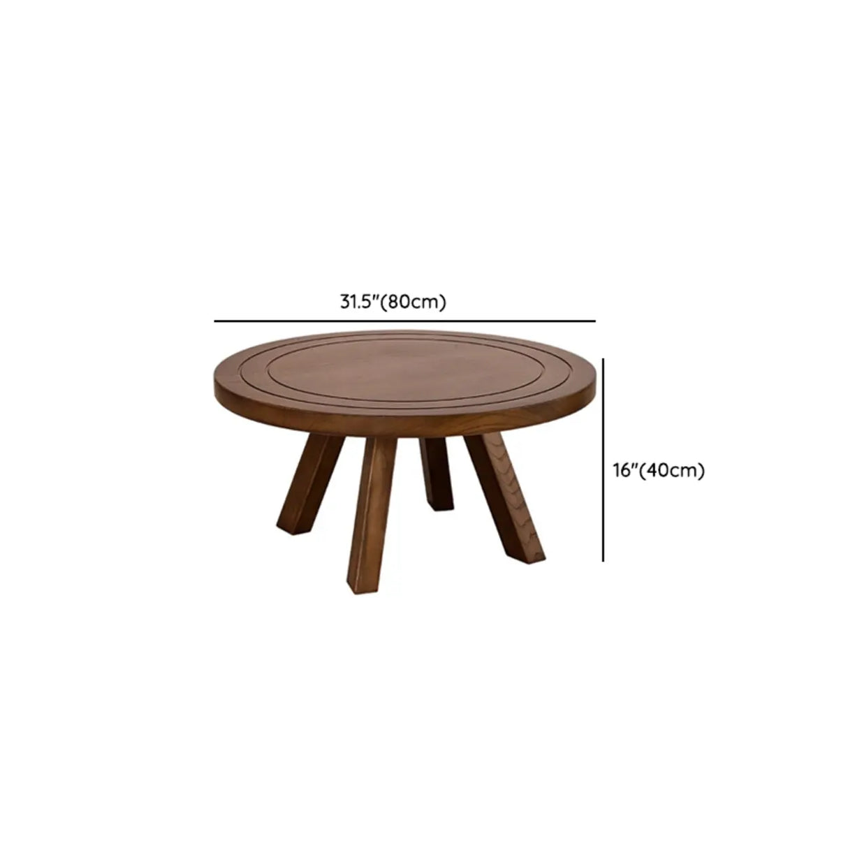Brown Scratch Resistant Pine Wood Round Coffee Table Image - 11