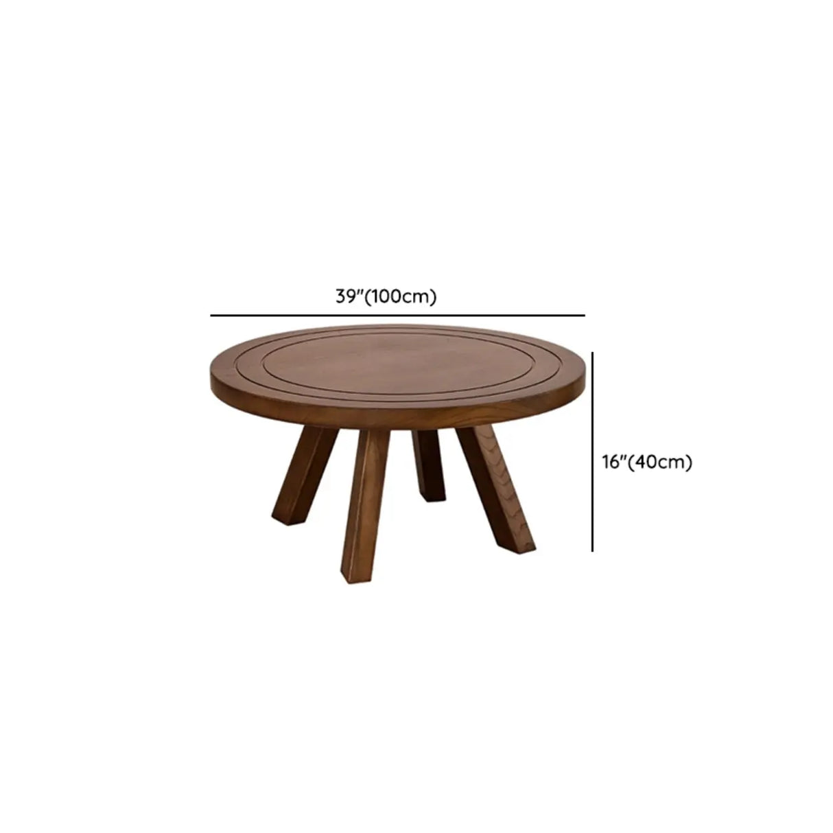 Brown Scratch Resistant Pine Wood Round Coffee Table Image - 12