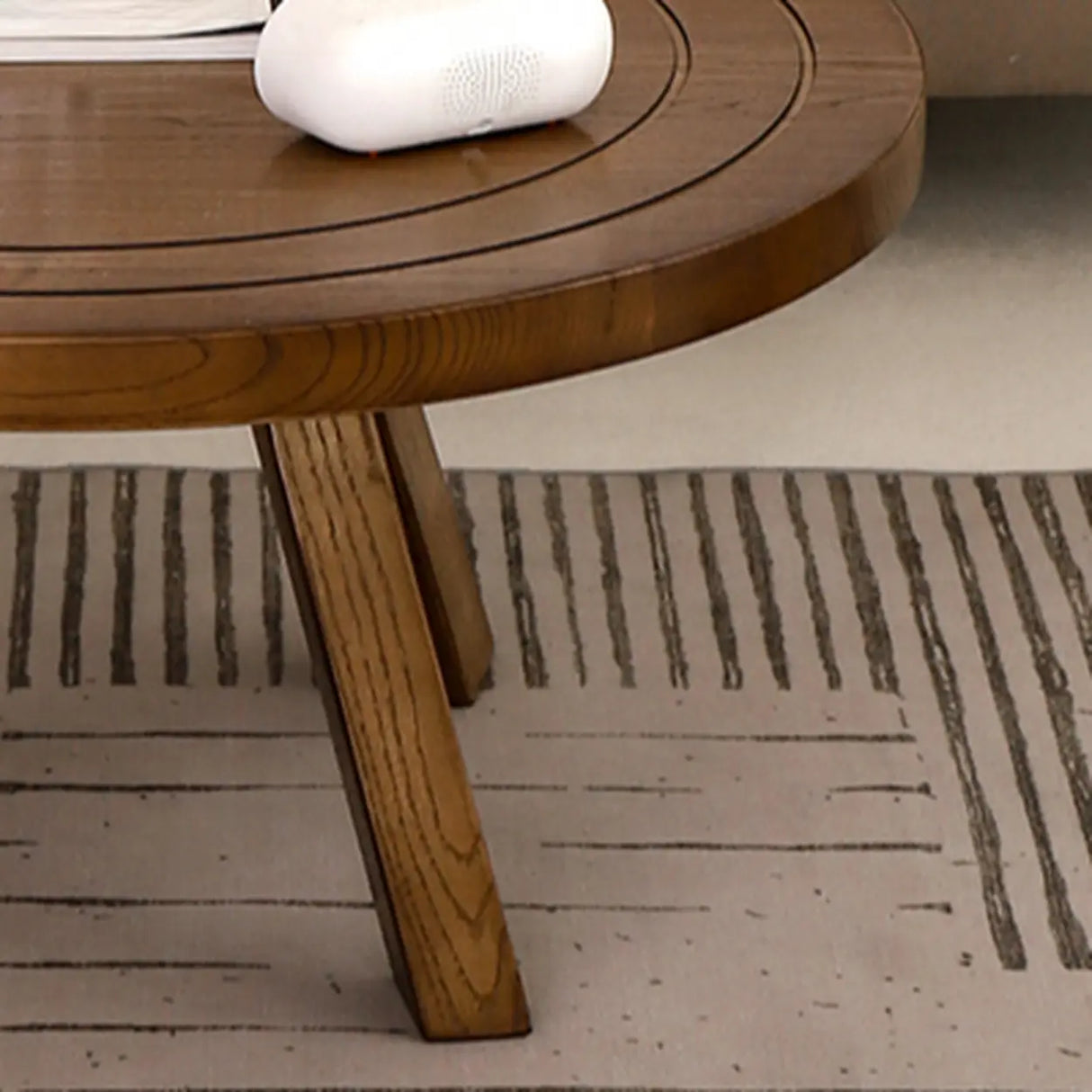 Brown Scratch Resistant Pine Wood Round Coffee Table Image - 6