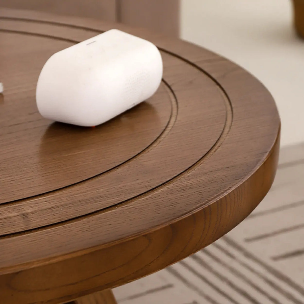 Brown Scratch Resistant Pine Wood Round Coffee Table Image - 9