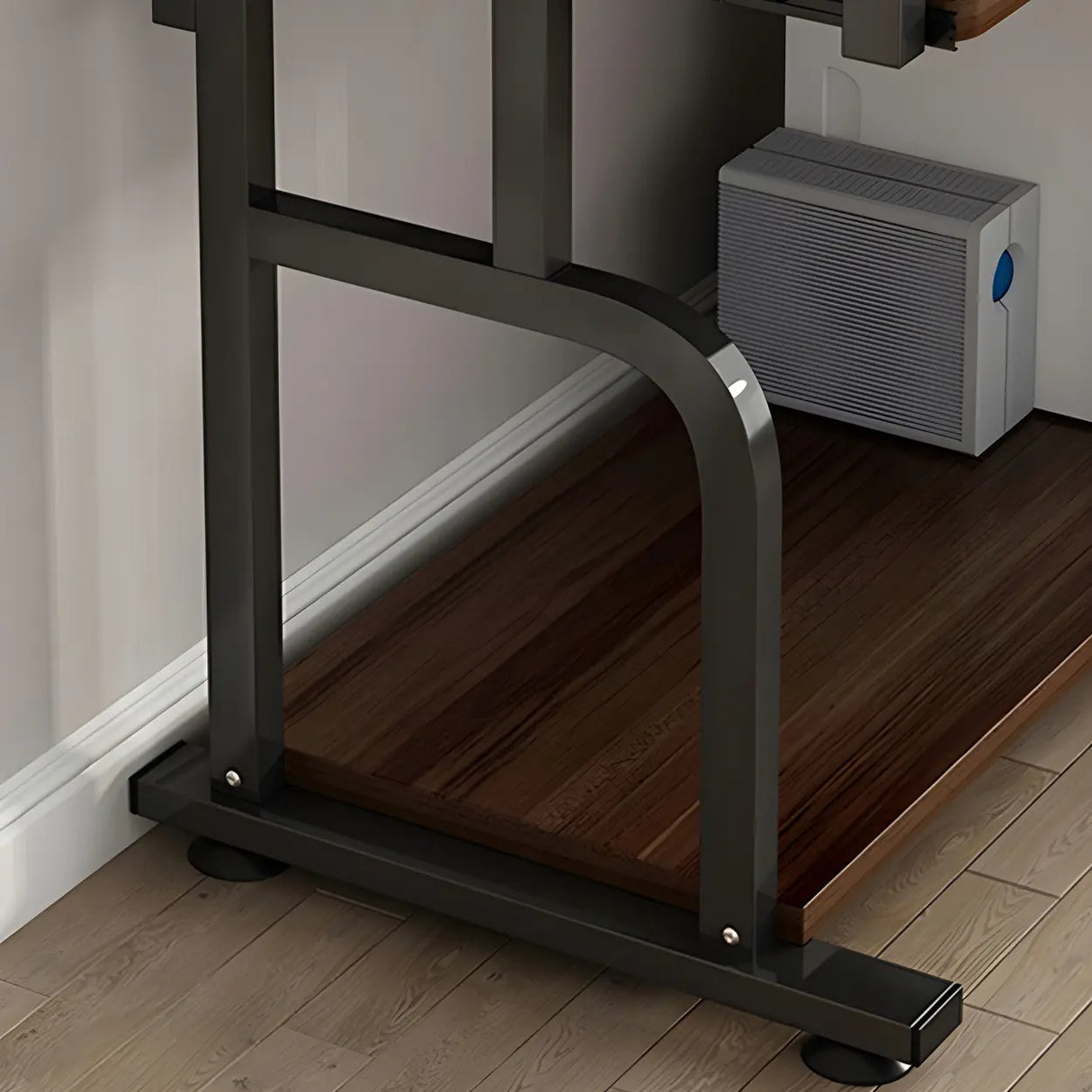 Brown Single Wooden Computer Desk with Shelves Image - 10