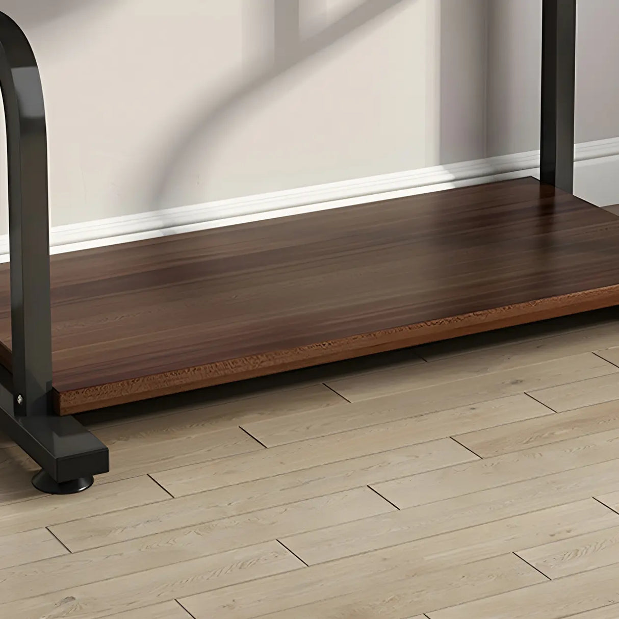 Brown Single Wooden Computer Desk with Shelves Image - 11