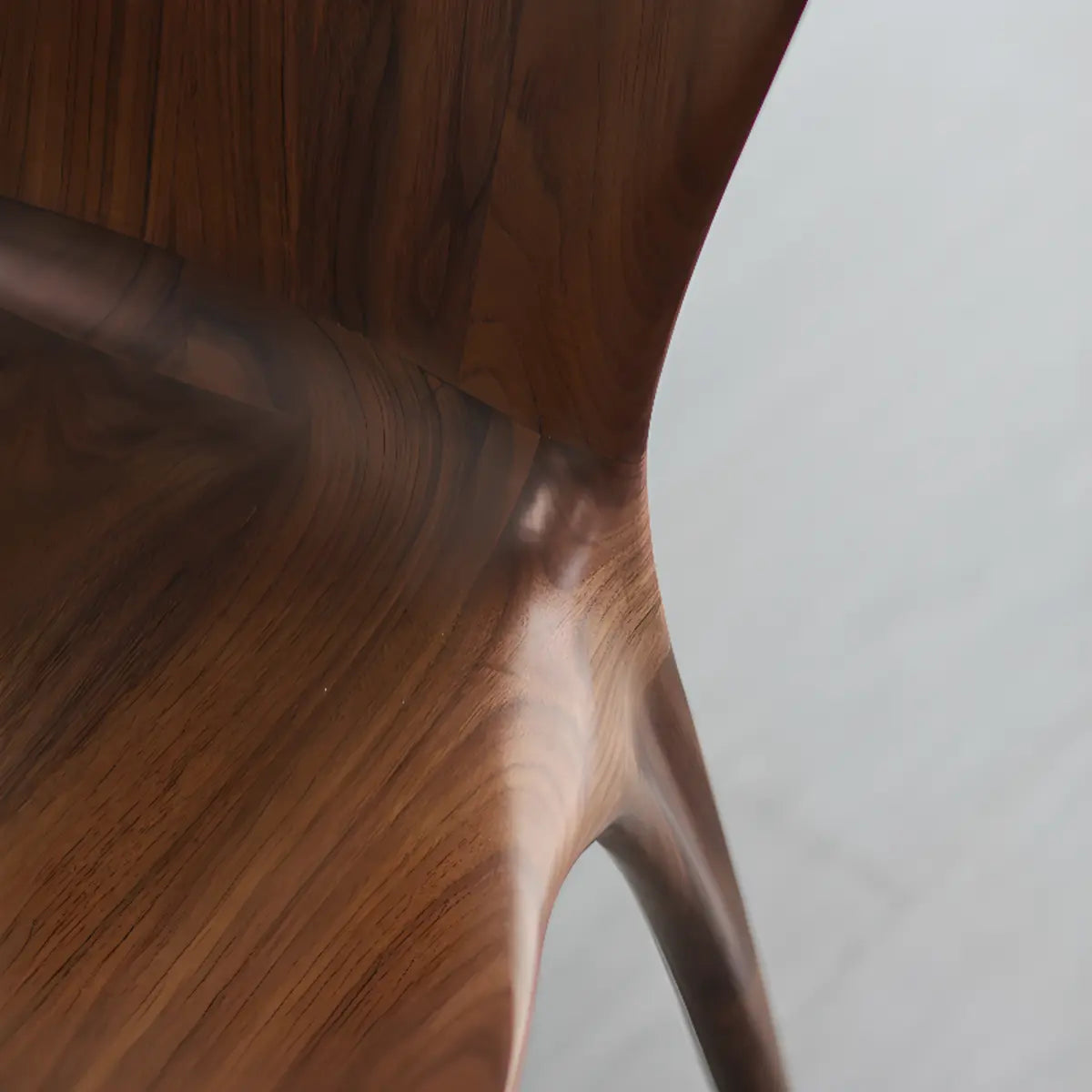 Brown Sleek Curved Back Wooden Armless Dining Chair Image - 3