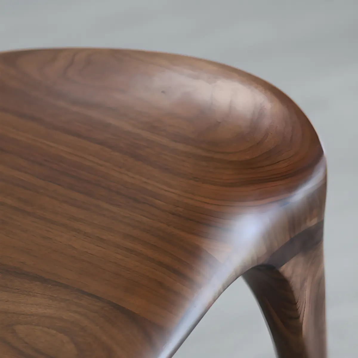 Brown Sleek Curved Back Wooden Armless Dining Chair Image - 8