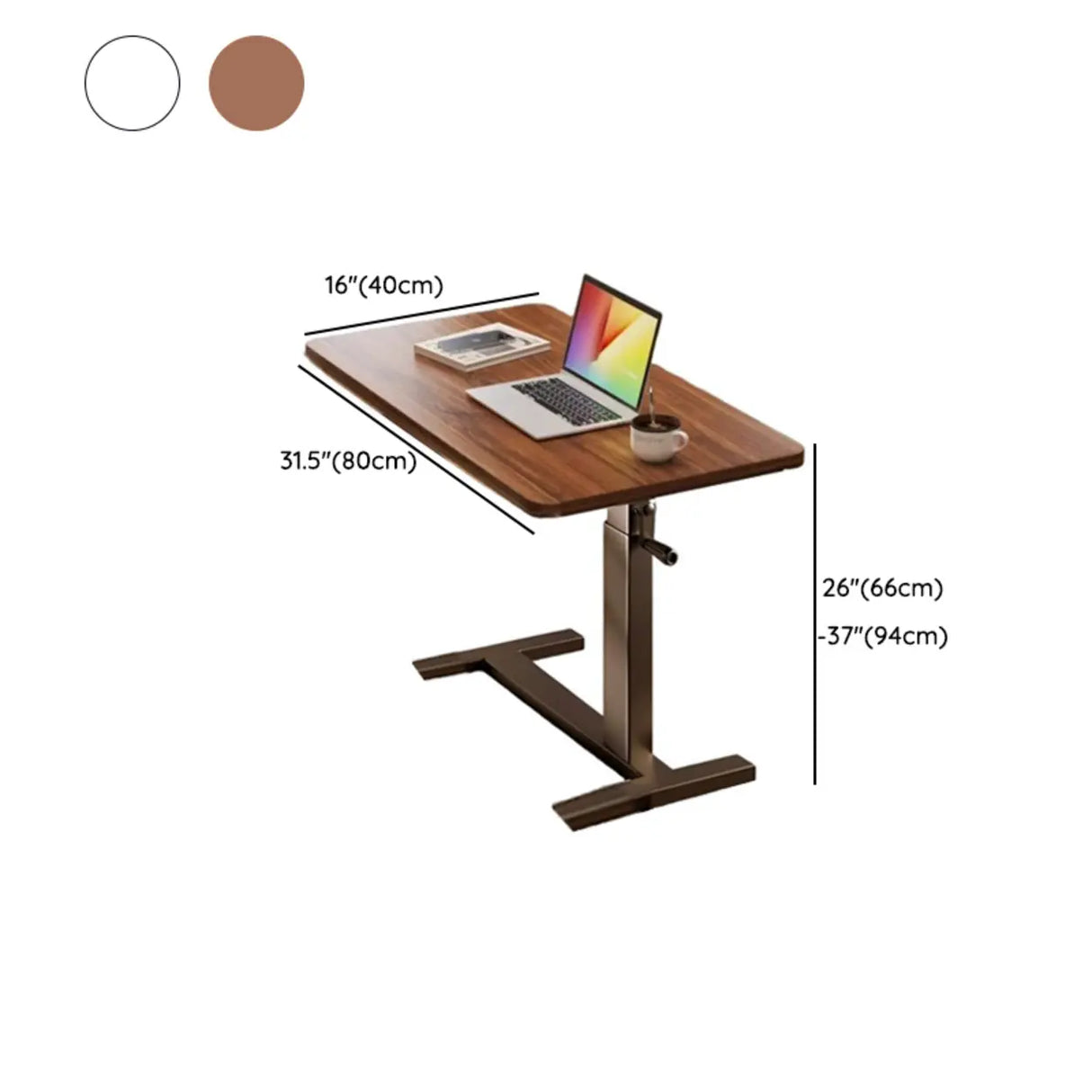 Brown Small Narrow Adjustable Wooden Single Desk