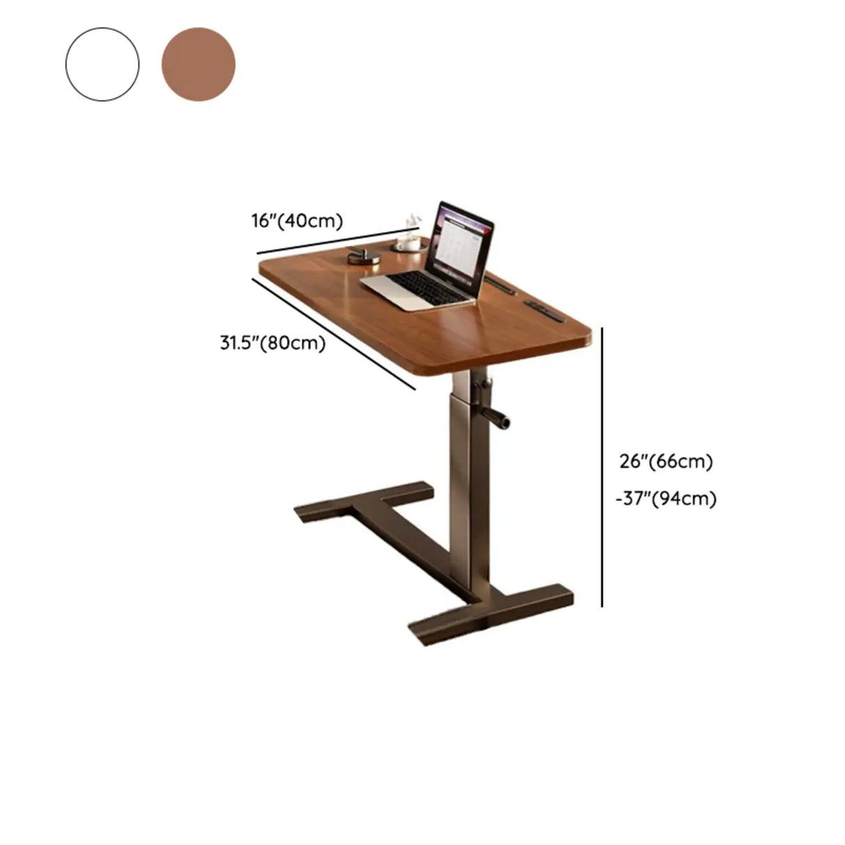Brown Small Narrow Adjustable Wooden Single Desk Image - 17