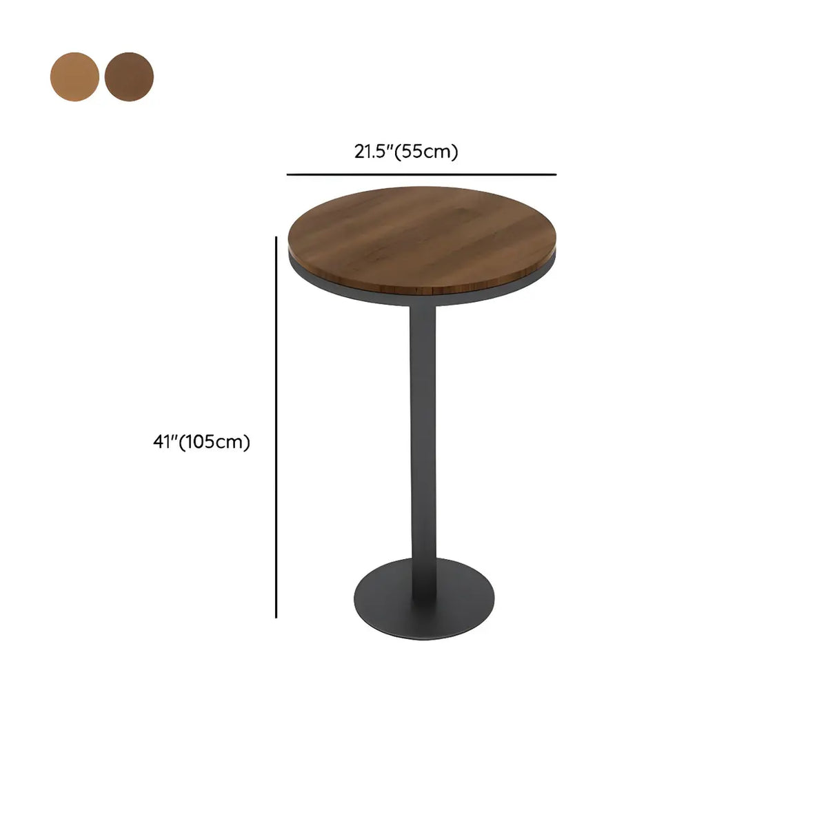 Brown Small Round Wood Metal Tall Bar Table for Gatherings