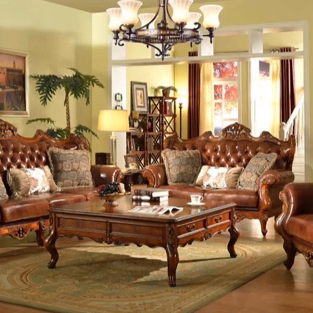 Brown Square Distressed Wood Coffee Table with Storage Image - 1