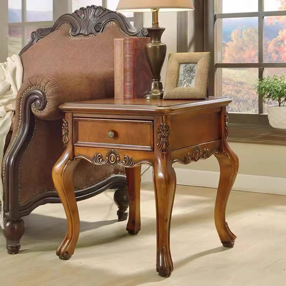 Brown Square Distressed Wood Coffee Table with Storage Image - 3