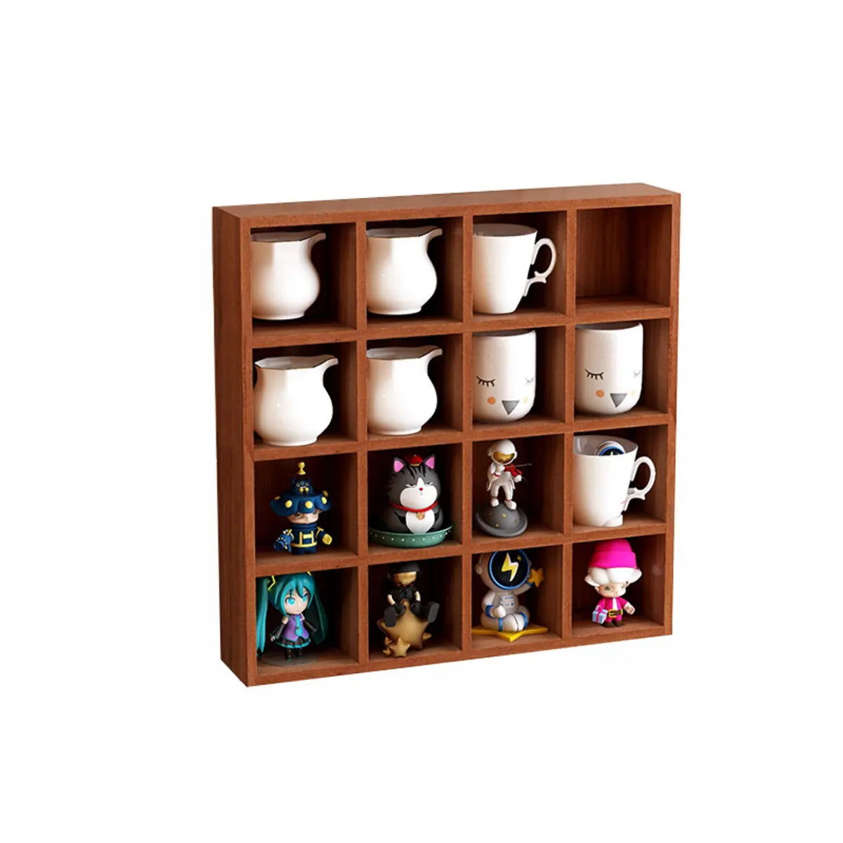 Brown Square Pine Living Room Storage China Cabinet Image - 5