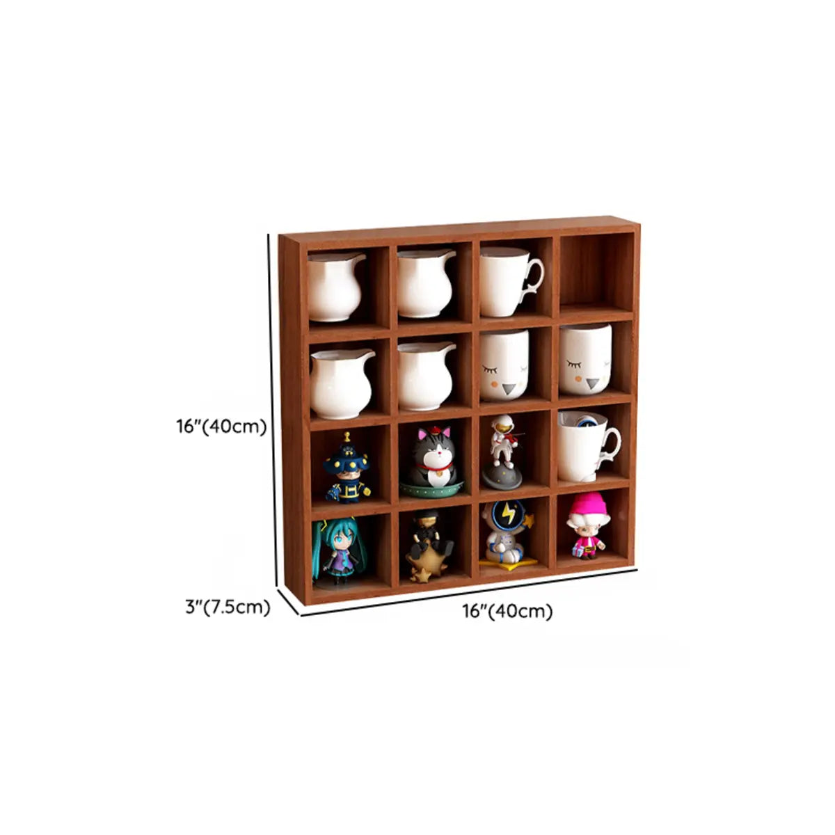 Brown Square Pine Living Room Storage China Cabinet