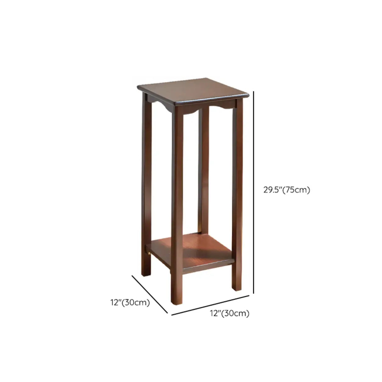 Brown Square Rubberwood Floor Pedestal Plant Stand