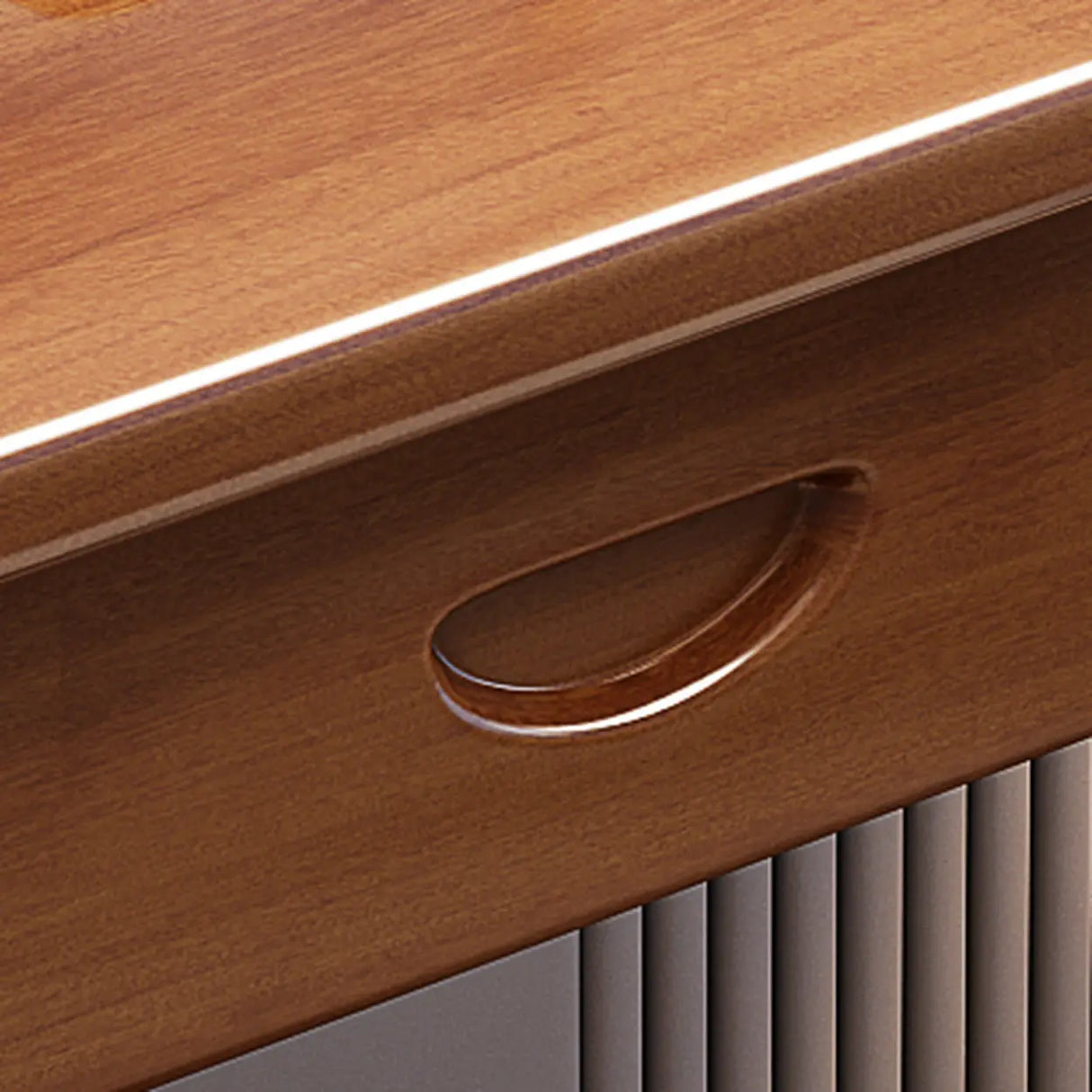 Brown Standard Natural Wooden Desk with Drawers Image - 11