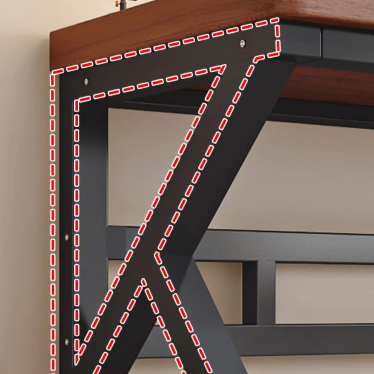 Brown Standard Timber Computer Desk with Shelves Image - 5