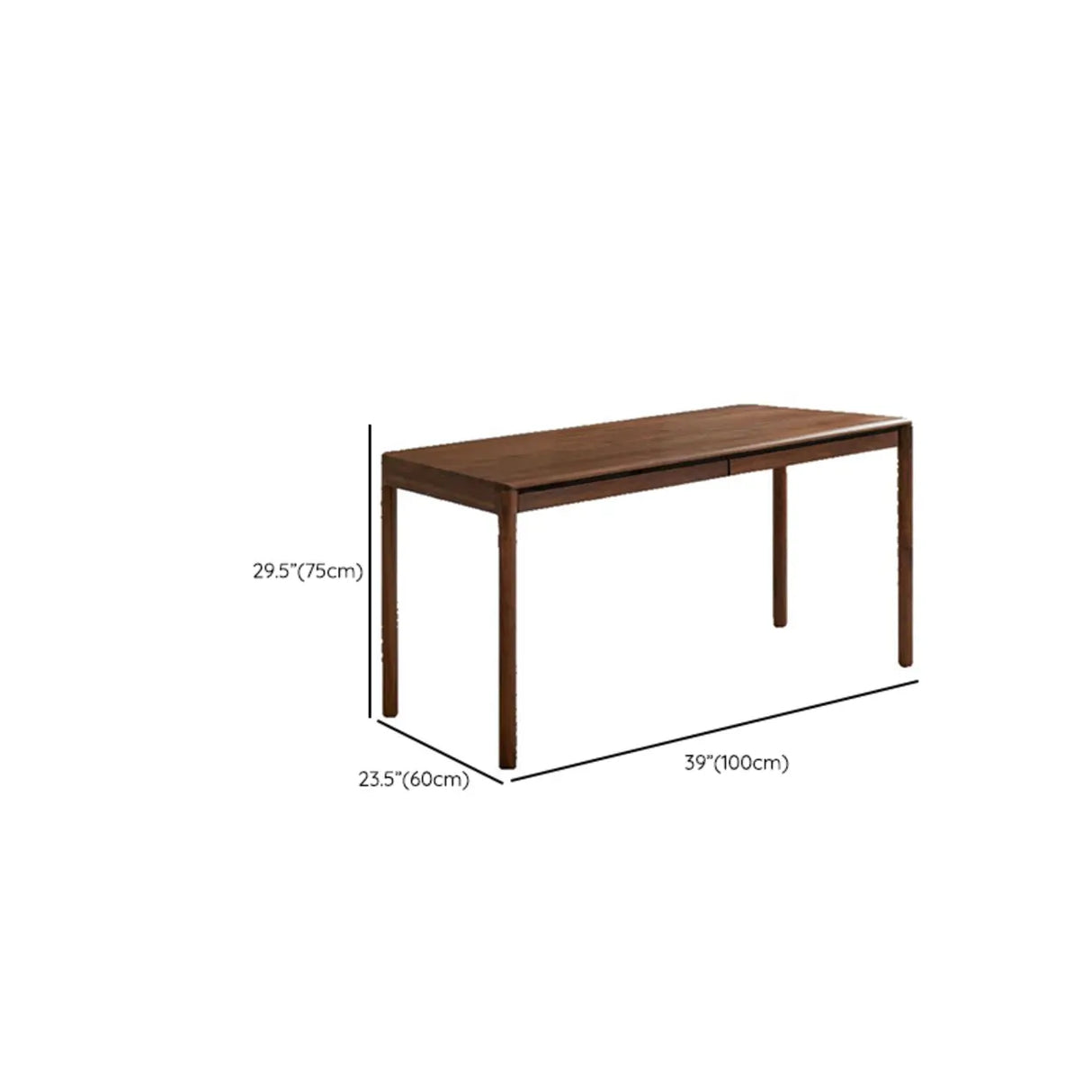 Brown Standard Walnut Wooden Computer Desk with Drawers