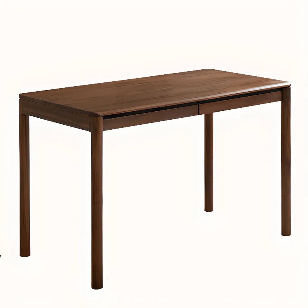 Brown Standard Walnut Wooden Computer Desk with Drawers Image - 2