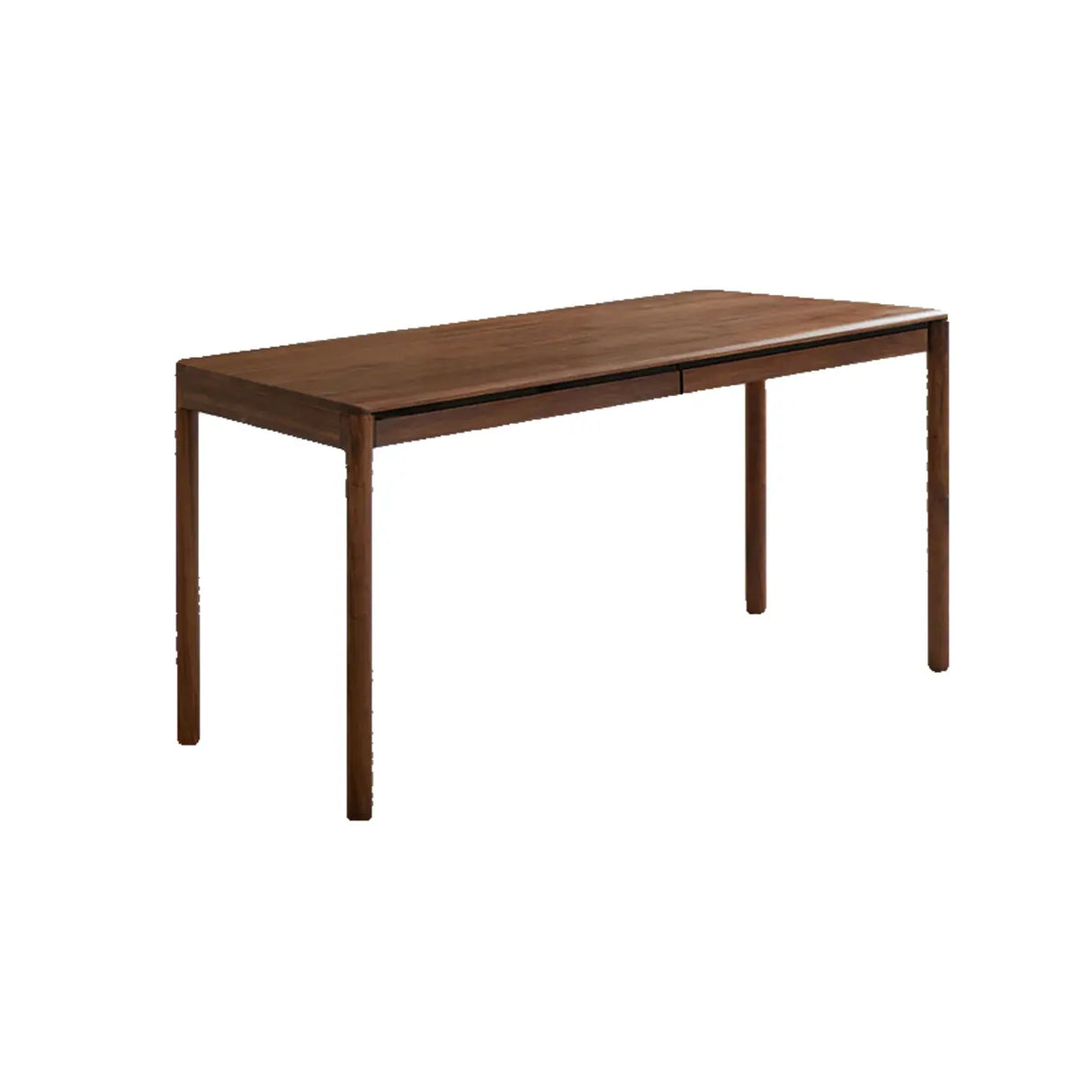 Brown Standard Walnut Wooden Computer Desk with Drawers Image - 3