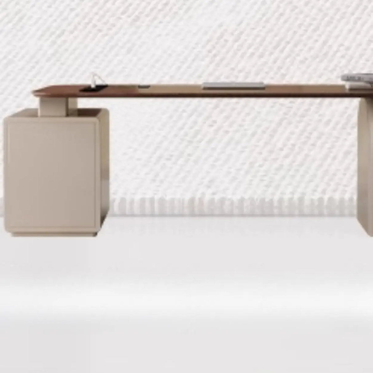 Brown Standard Walnut Wooden Desk with Drawers Image - 12