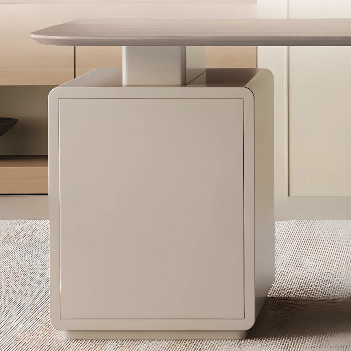 Brown Standard Walnut Wooden Desk with Drawers Image - 7