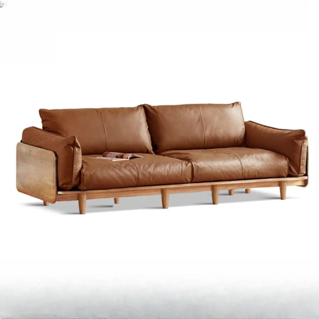 Brown Tear Resistant Full Grain Cow Leather Sofa Image - 5