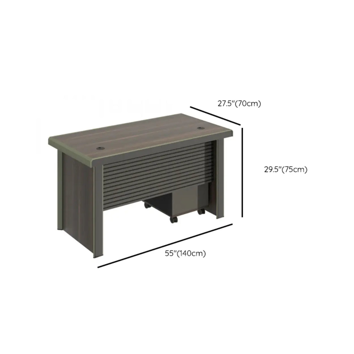 Brown Timber Executive Desk with Cable Management Image - 13