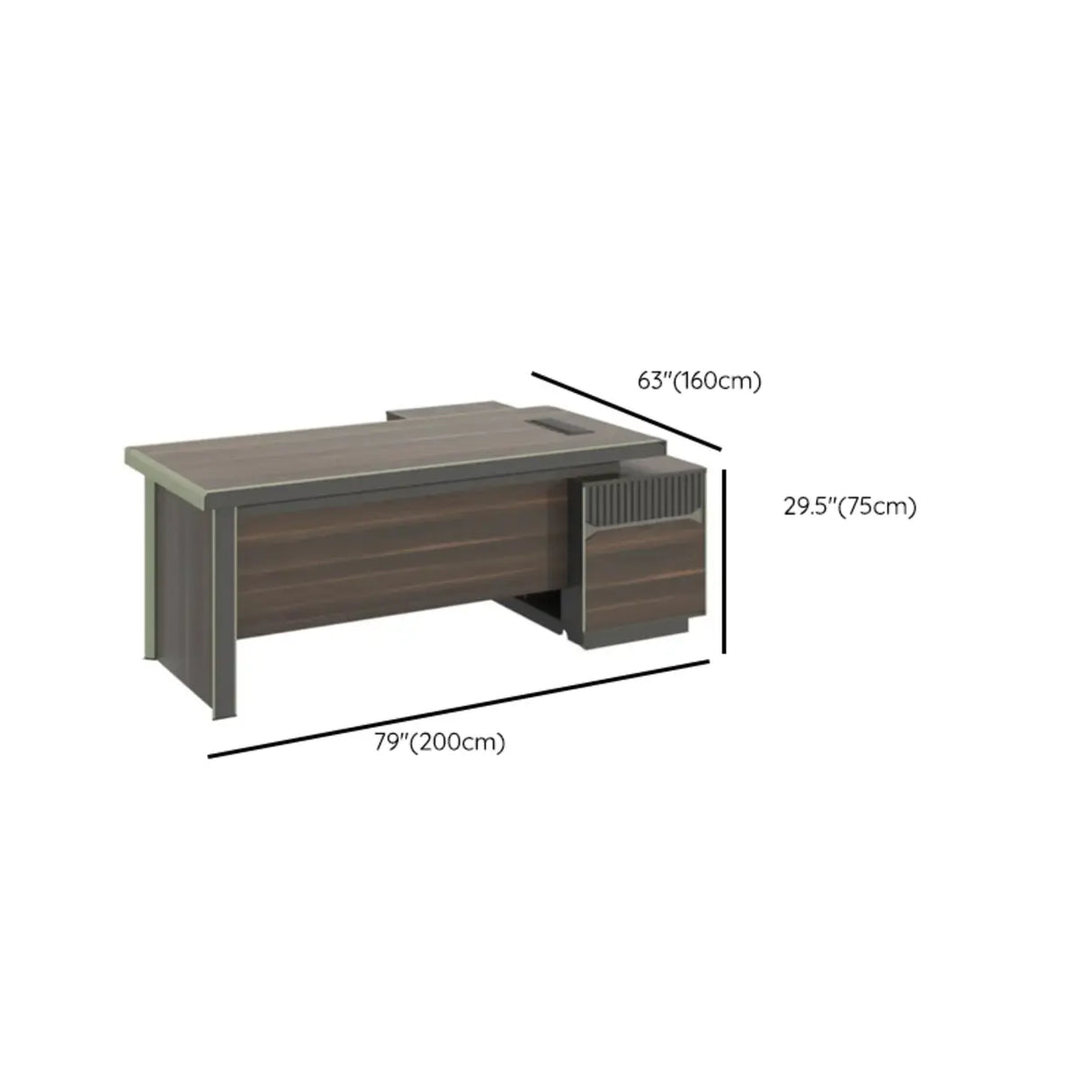 Brown Timber Executive Desk with Cable Management Image - 17
