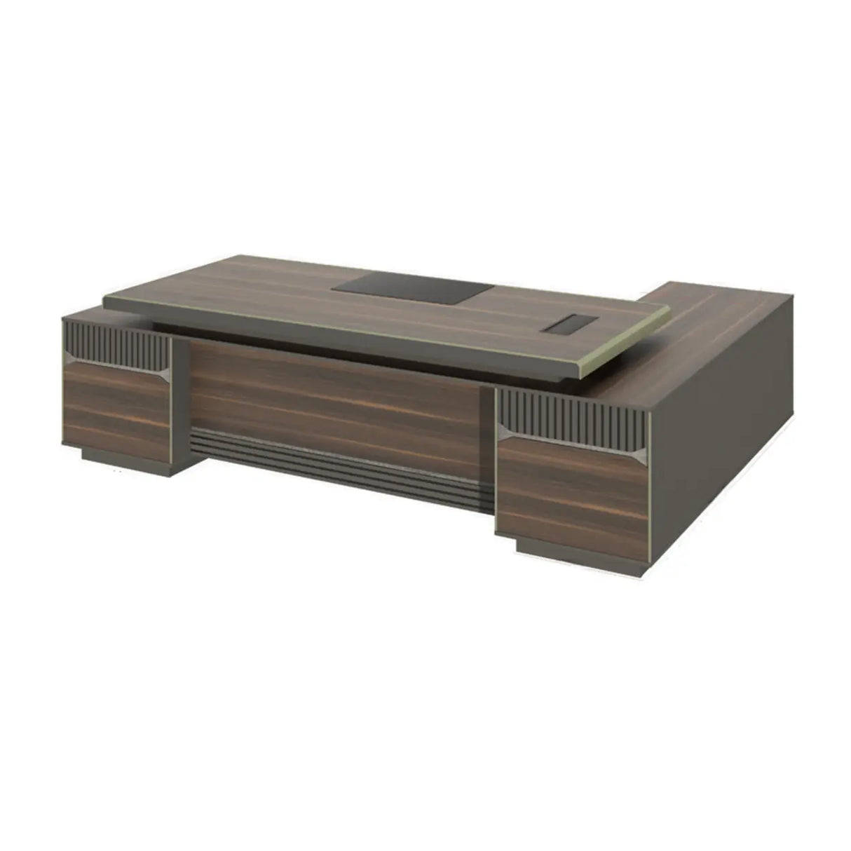 Brown Timber Executive Desk with Cable Management Image - 5
