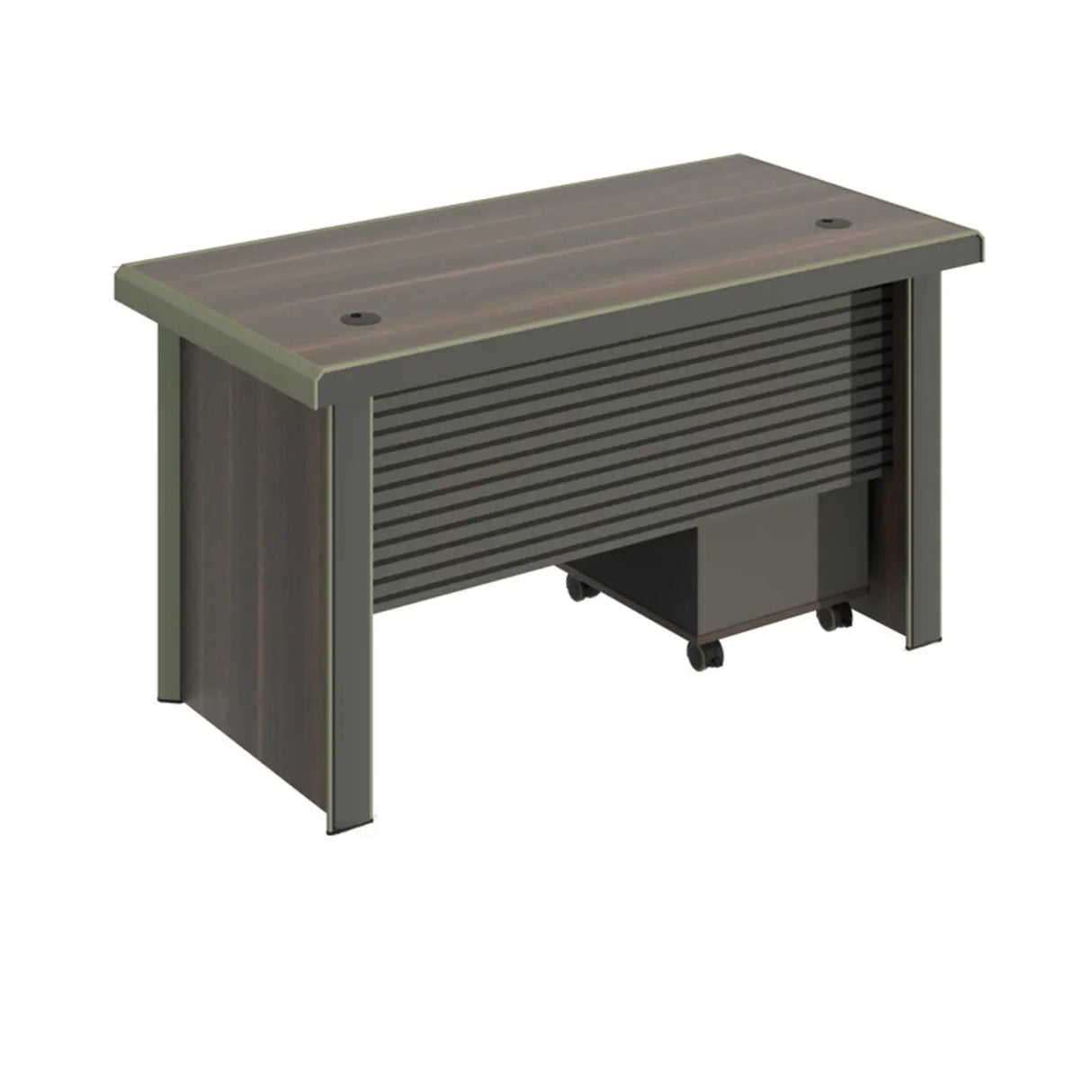 Brown Timber Executive Desk with Cable Management Image - 8