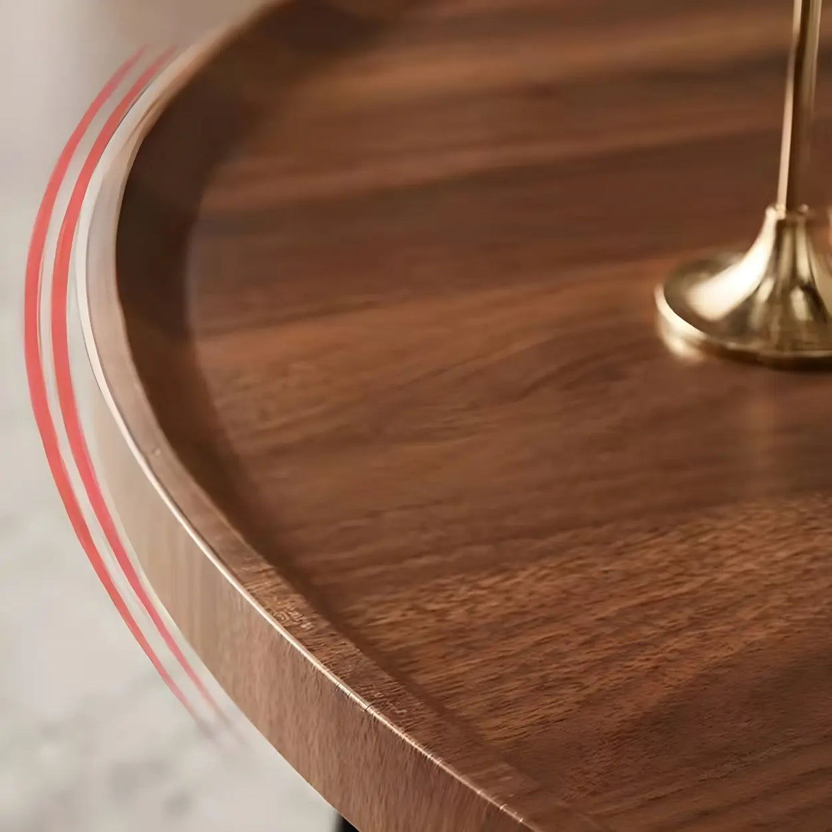 Brown Tray Top Round Coffee Table with Cross Legs Image - 10