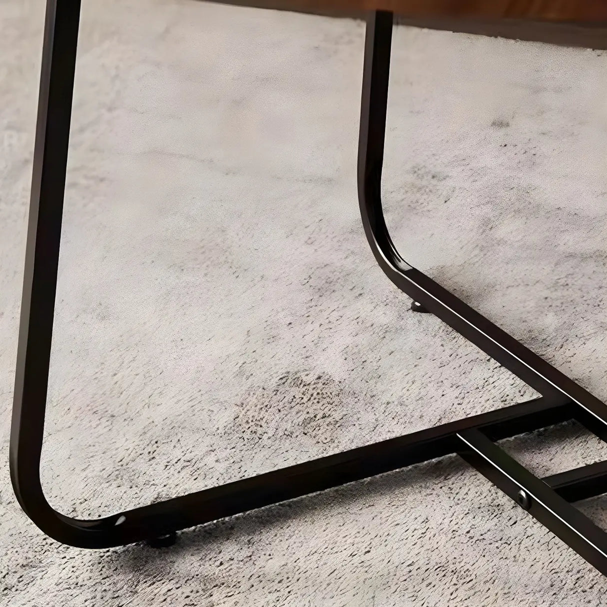 Brown Tray Top Round Coffee Table with Cross Legs Image - 11