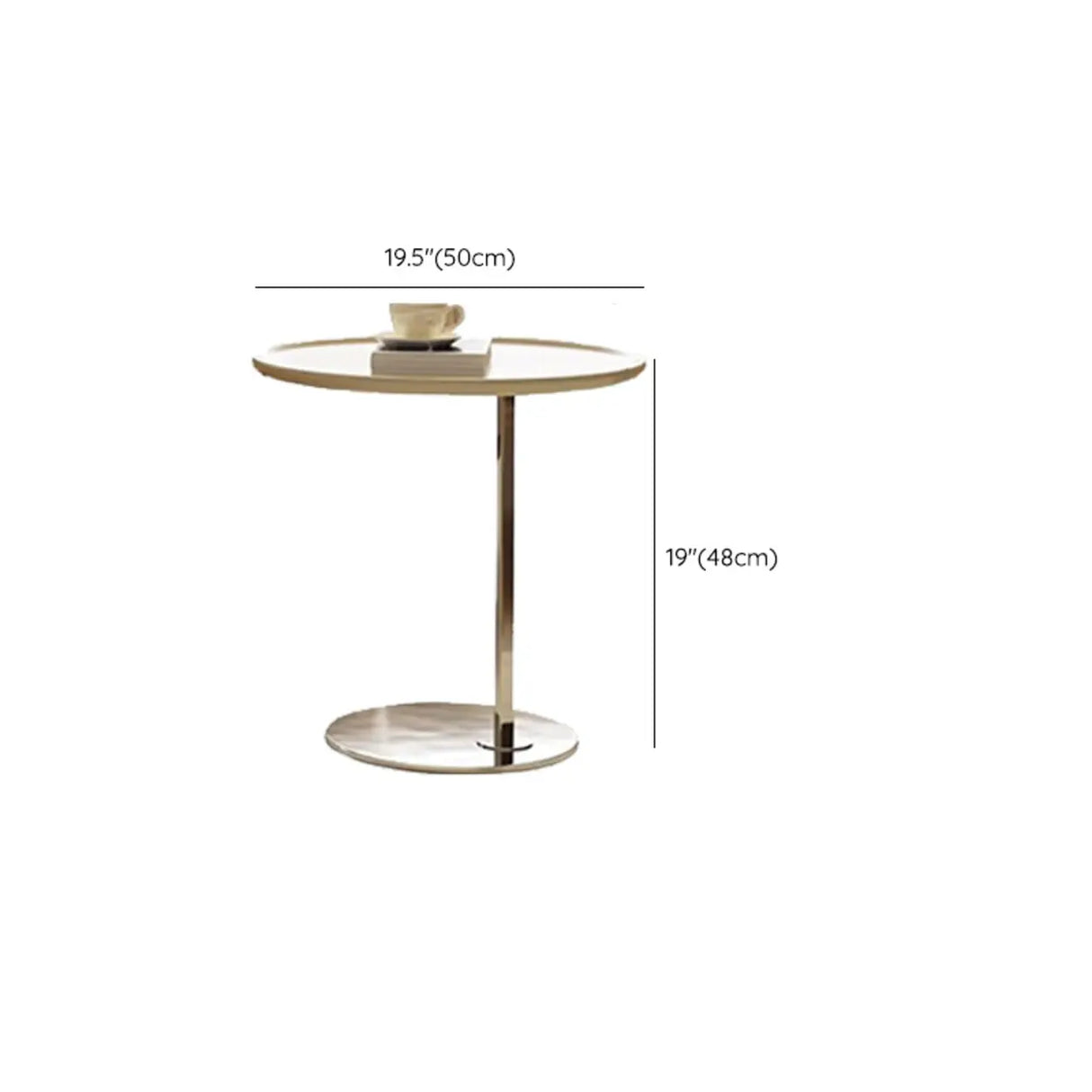 Brown Tray Top Stainless Steel Base Round Coffee Table