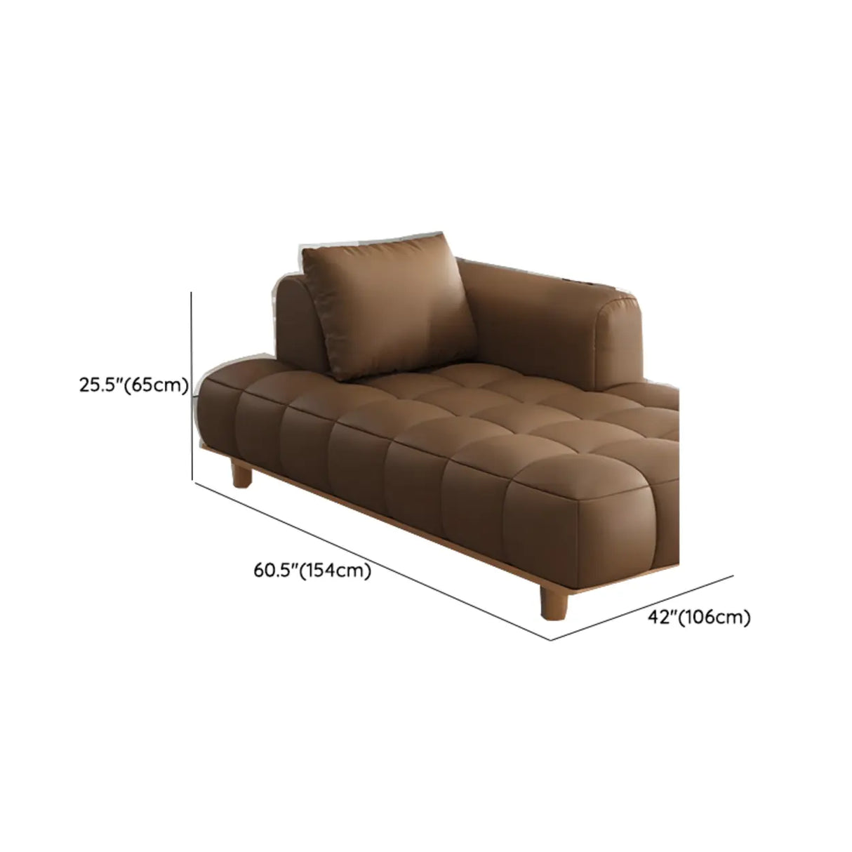 Brown Tufted Leather Reclining Standard Chaise Sofa Lounge Image - 19