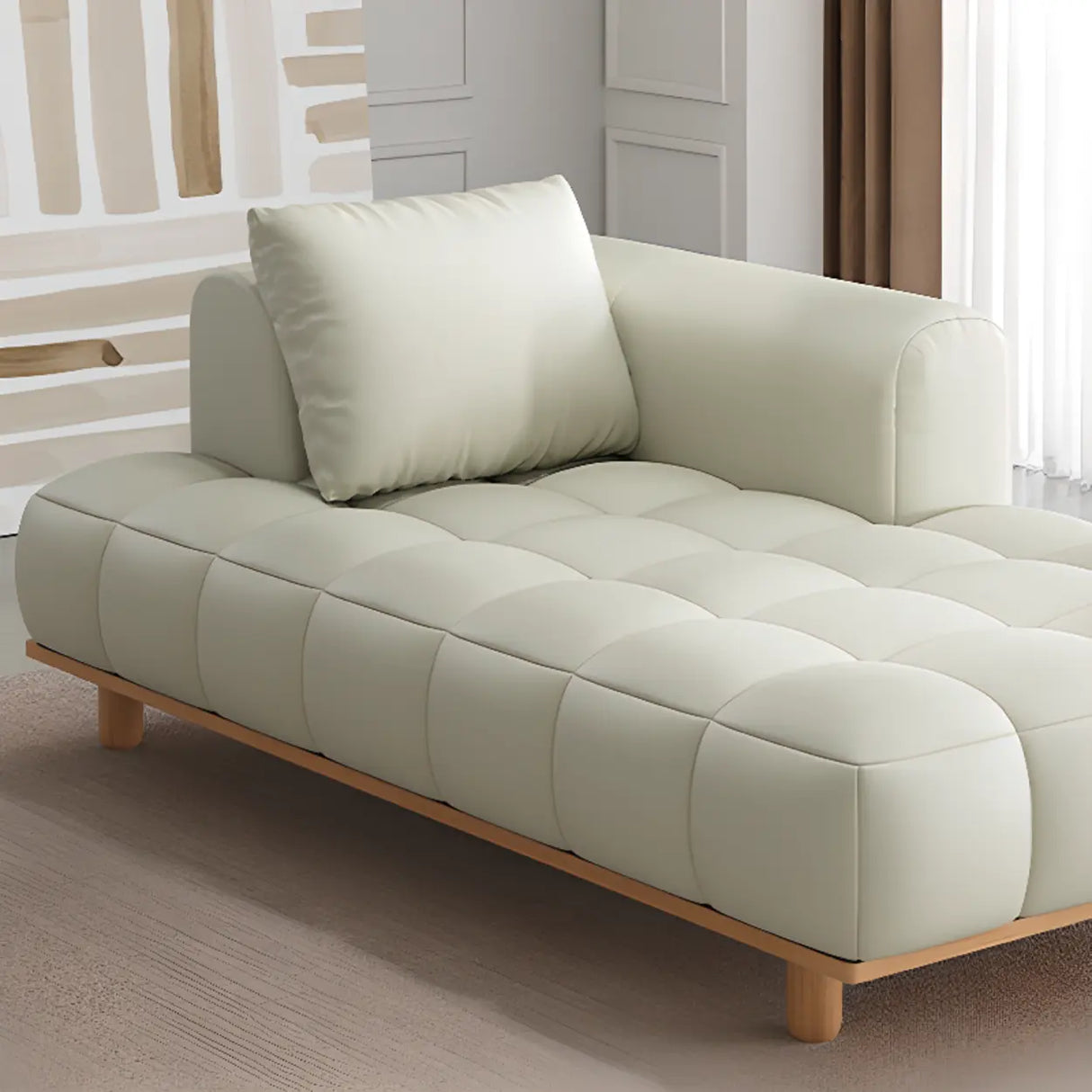 Brown Tufted Leather Reclining Standard Chaise Sofa Lounge Image - 2