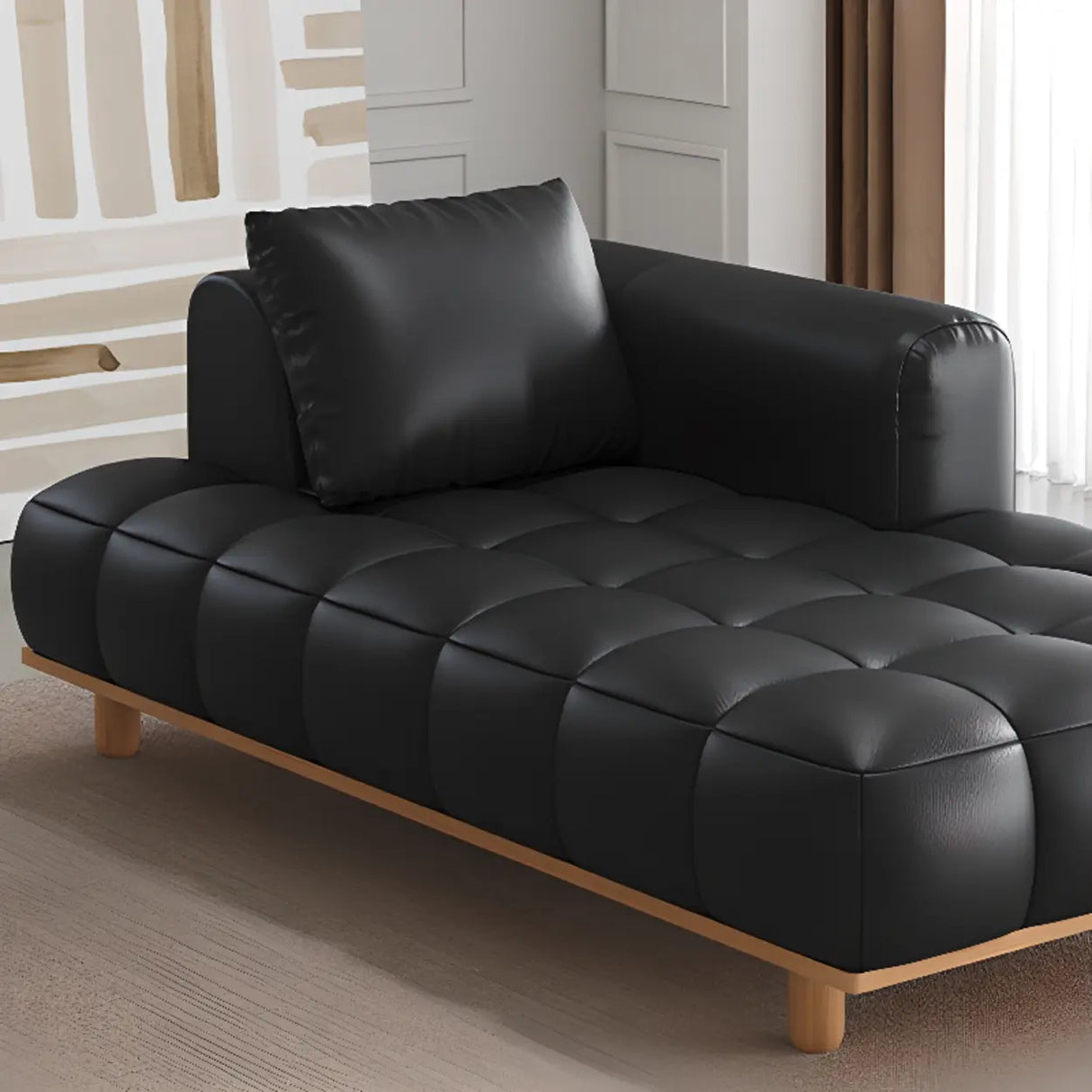 Brown Tufted Leather Reclining Standard Chaise Sofa Lounge Image - 3