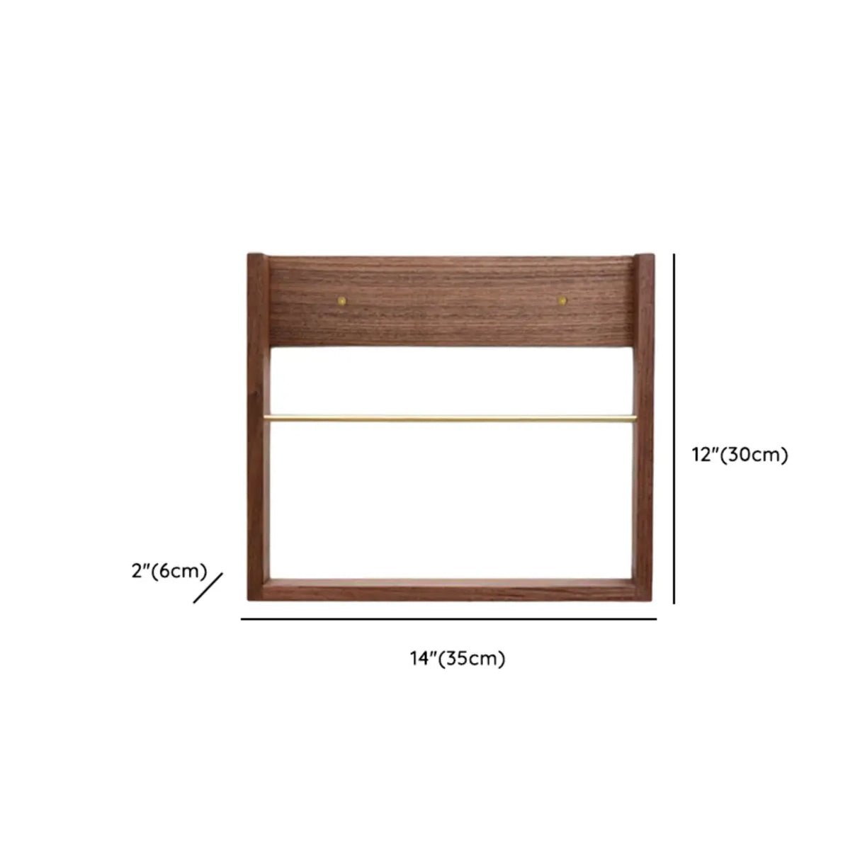 Brown Wall Mounted Modern Rectangular Walnut Bookshelf Image - 11