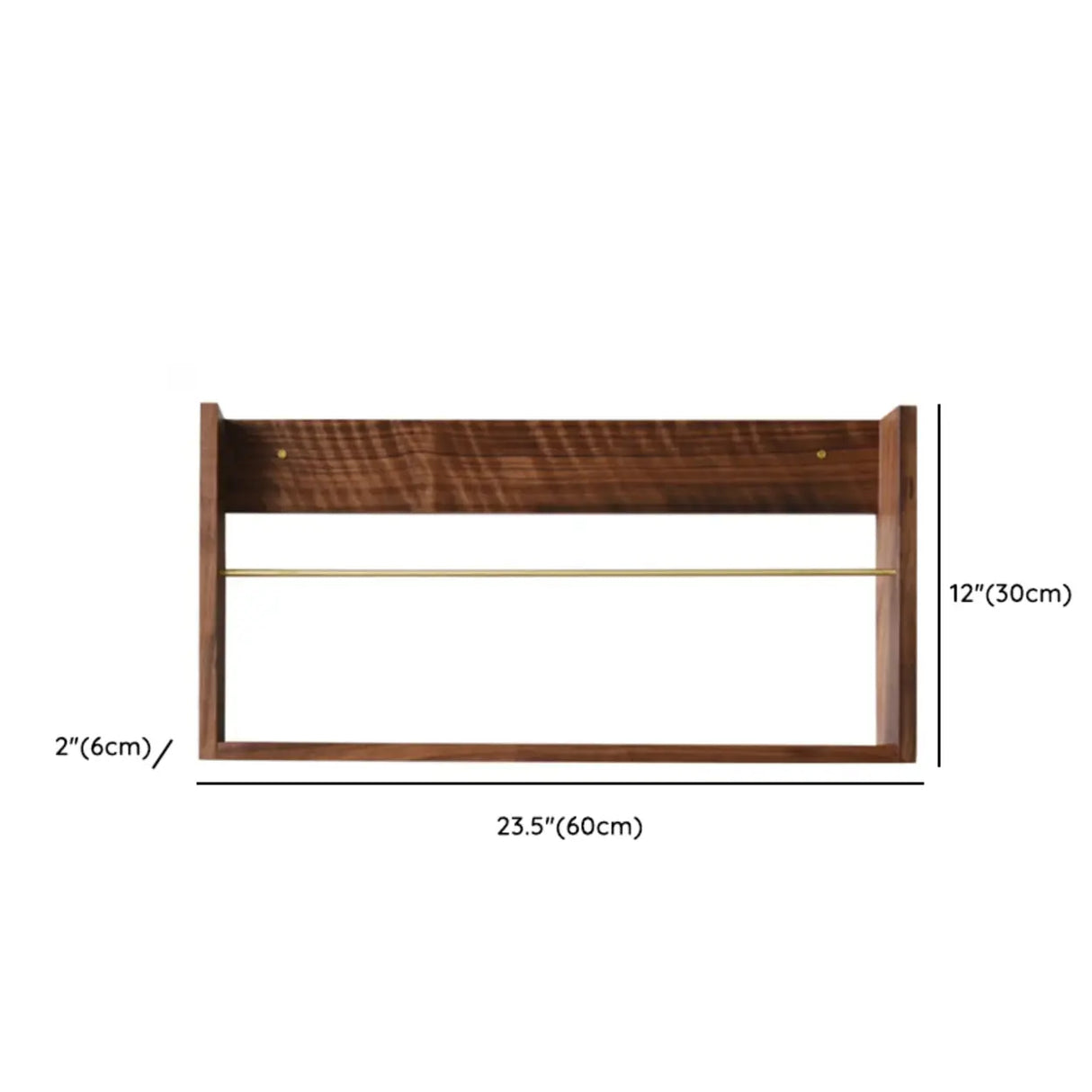 Brown Wall Mounted Modern Rectangular Walnut Bookshelf Image - 12