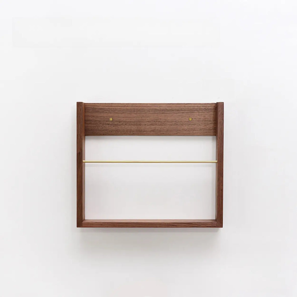 Brown Wall Mounted Modern Rectangular Walnut Bookshelf Image - 2