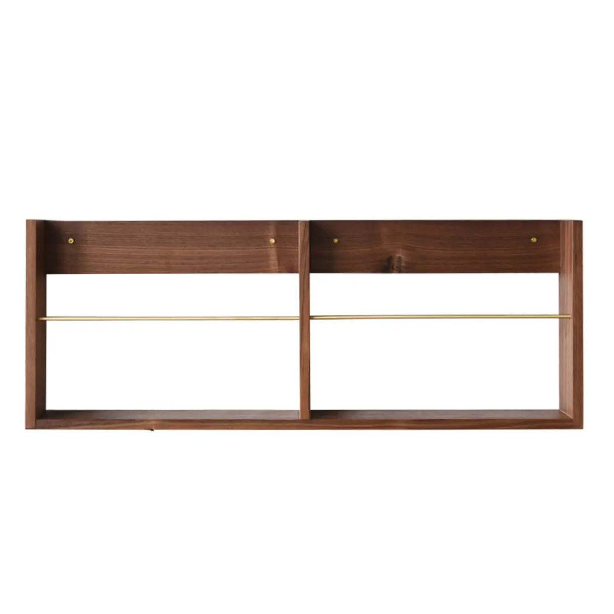 Brown Wall Mounted Modern Rectangular Walnut Bookshelf Image - 5