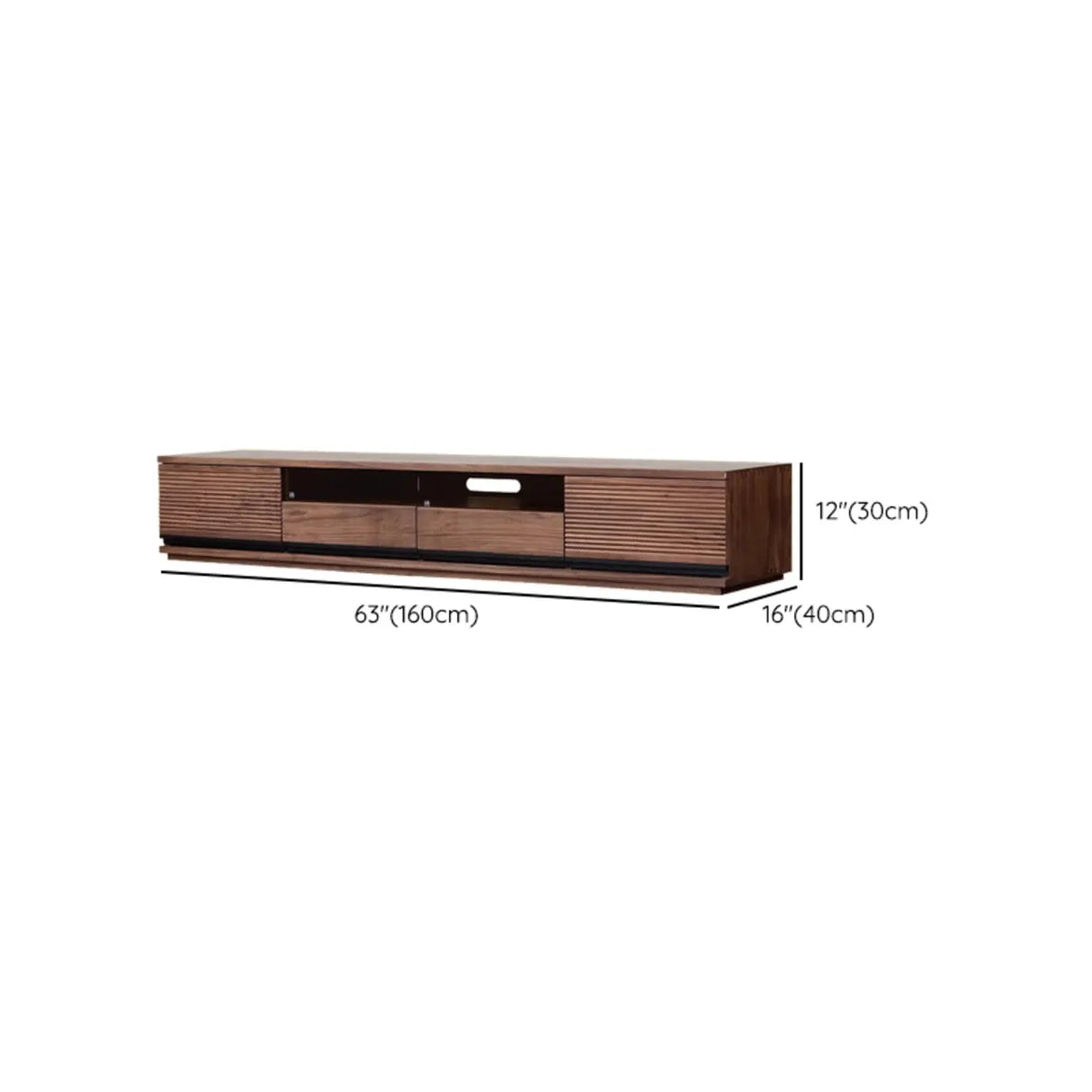 Brown Walnut Wood Drawers Rectangle 2 Tiers TV Stand