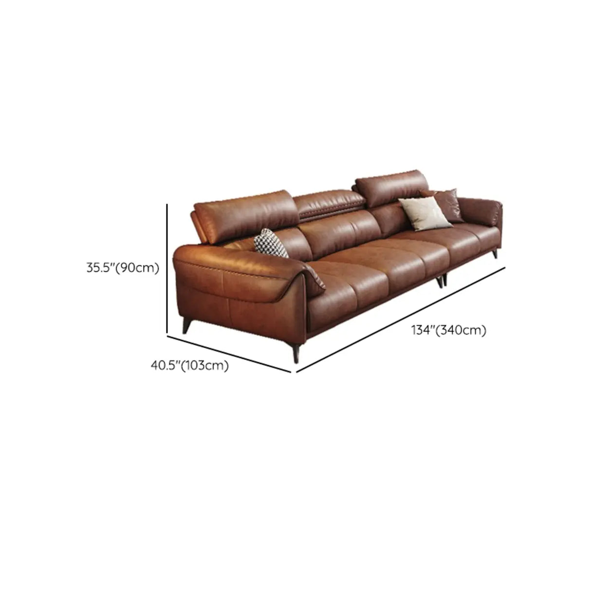 Brown Water Resistant Oiled Leather Down Fill Sofa Image - 16