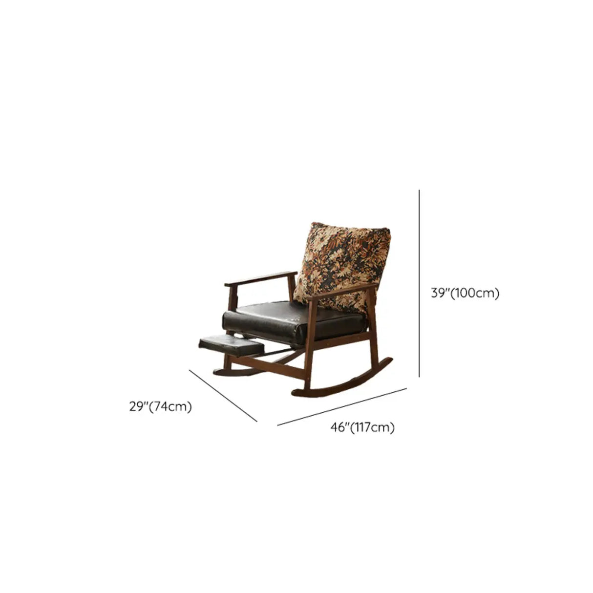 Brown Waterproof Wood Rocking Chair with Track Arms