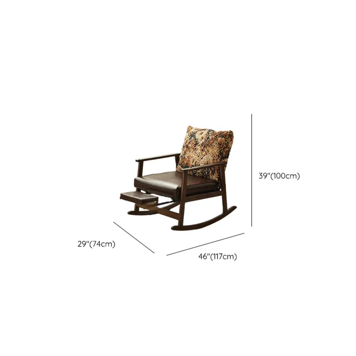 Brown Waterproof Wood Rocking Chair with Track Arms Image - 12