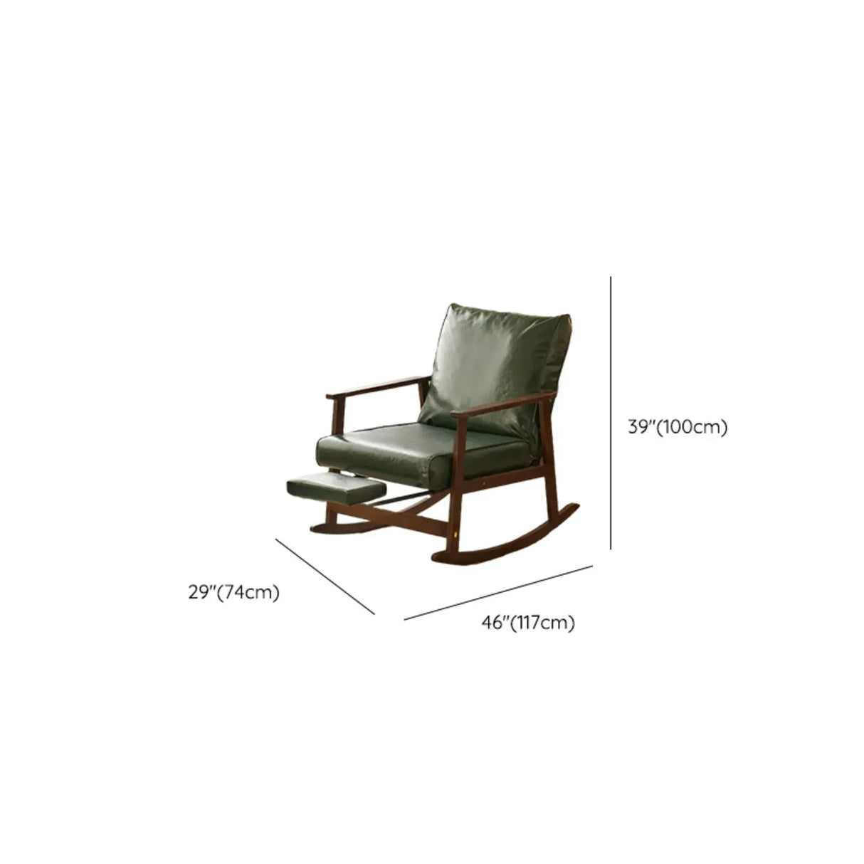 Brown Waterproof Wood Rocking Chair with Track Arms Image - 13