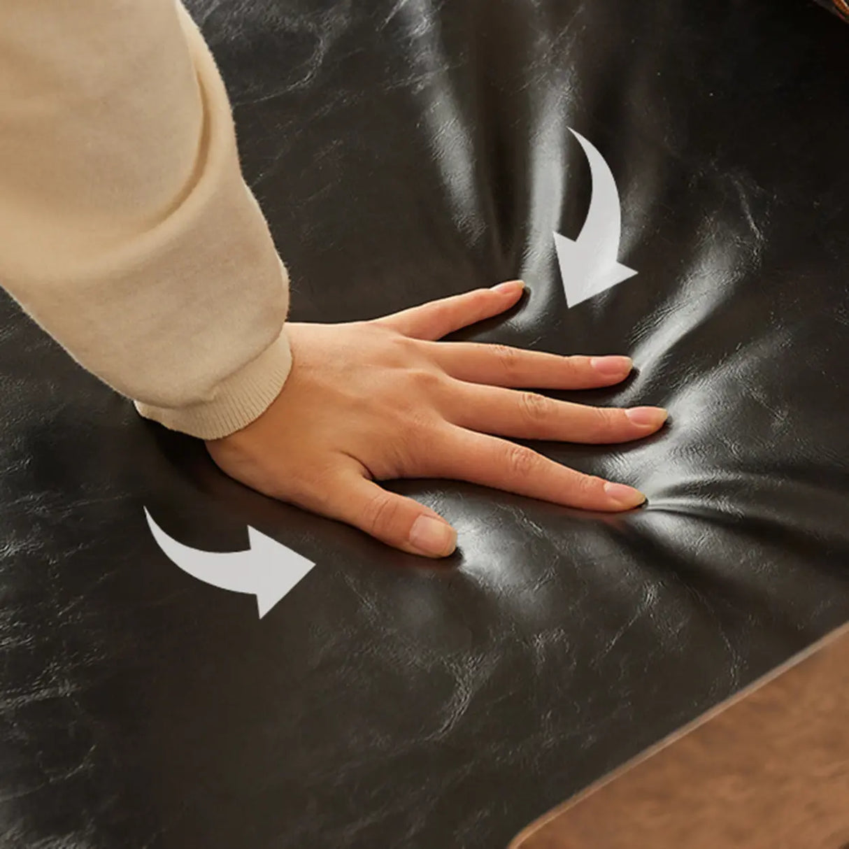 Brown Waterproof Wood Rocking Chair with Track Arms Image - 6