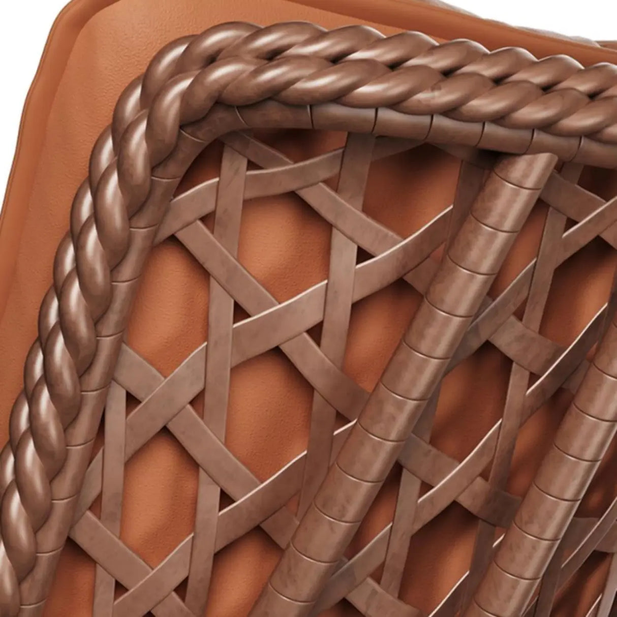 Brown Wicker Rattan Rocking Chair with Black Metal Leg Image - 13